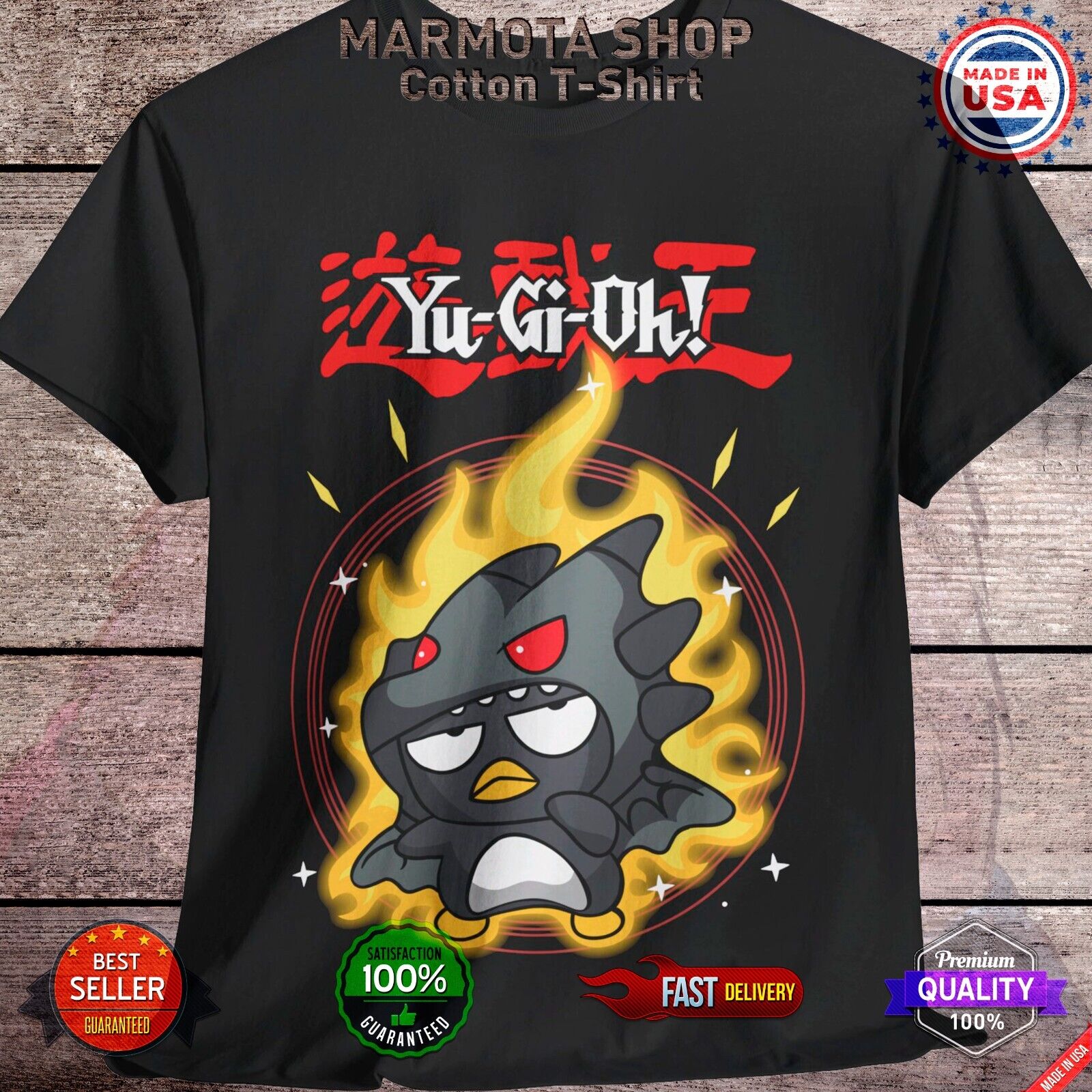 Badtz-Maru T-Shirt Red Eyes Black Dragon Anime Soft Tee Shirt Kawaii 90s Unisex